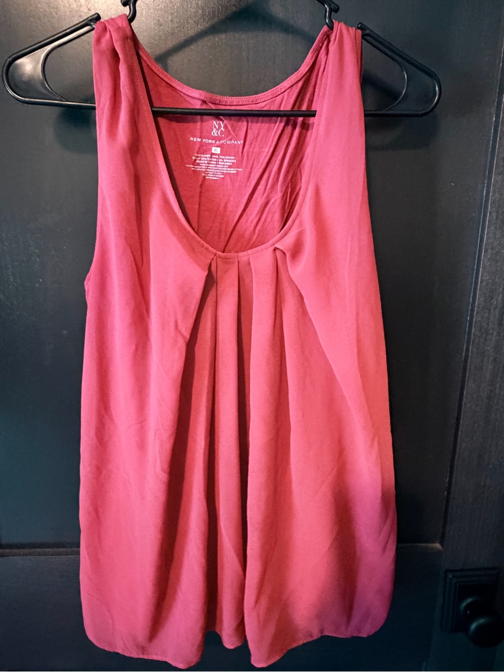 New York & Company Rose Pink Pleated Scoop Tank Top